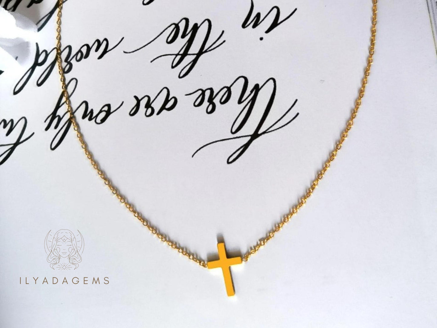 Dainty Sideways Cross Necklace