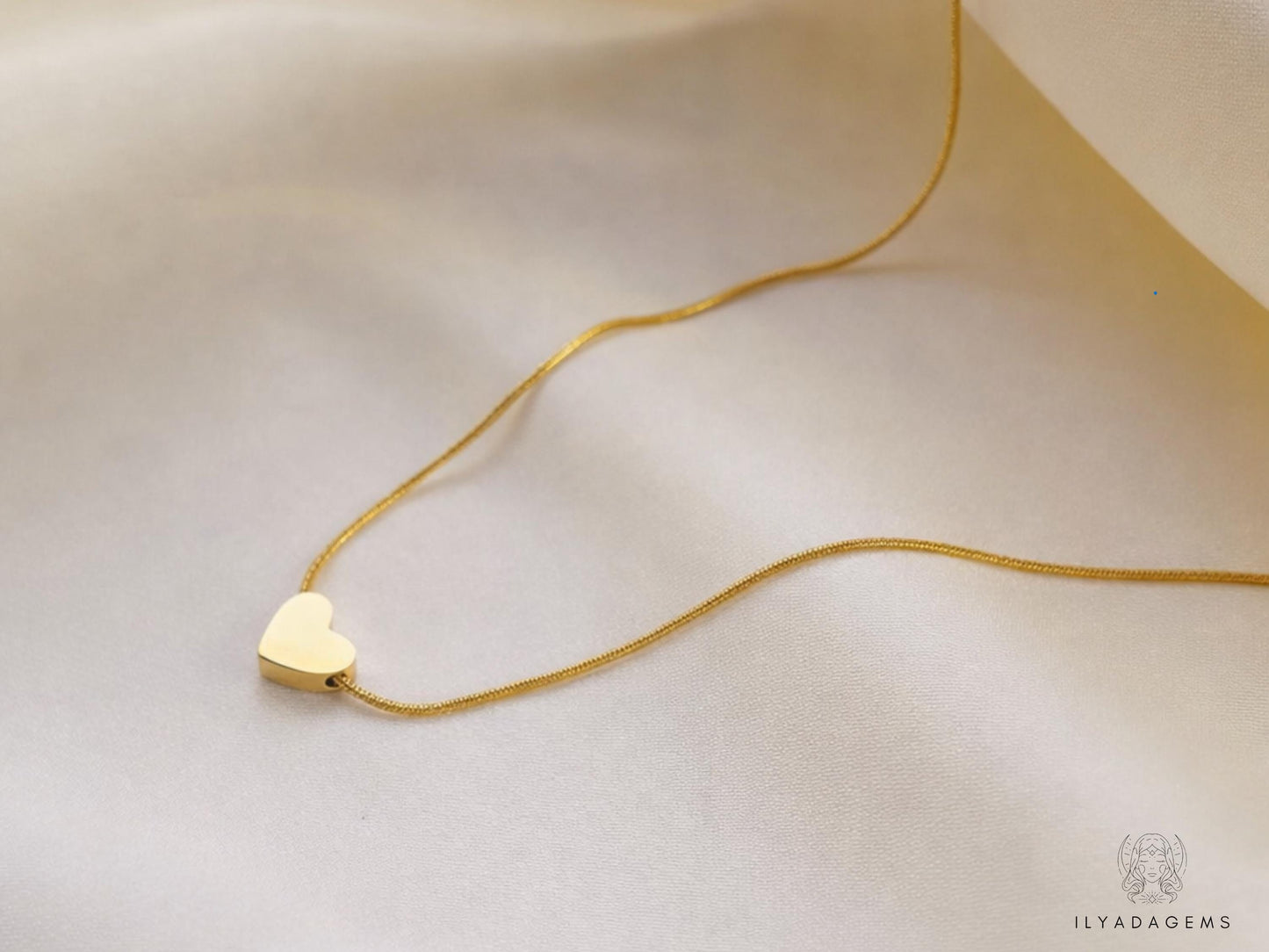 Chain with Polished Heart Shape Charm Necklace