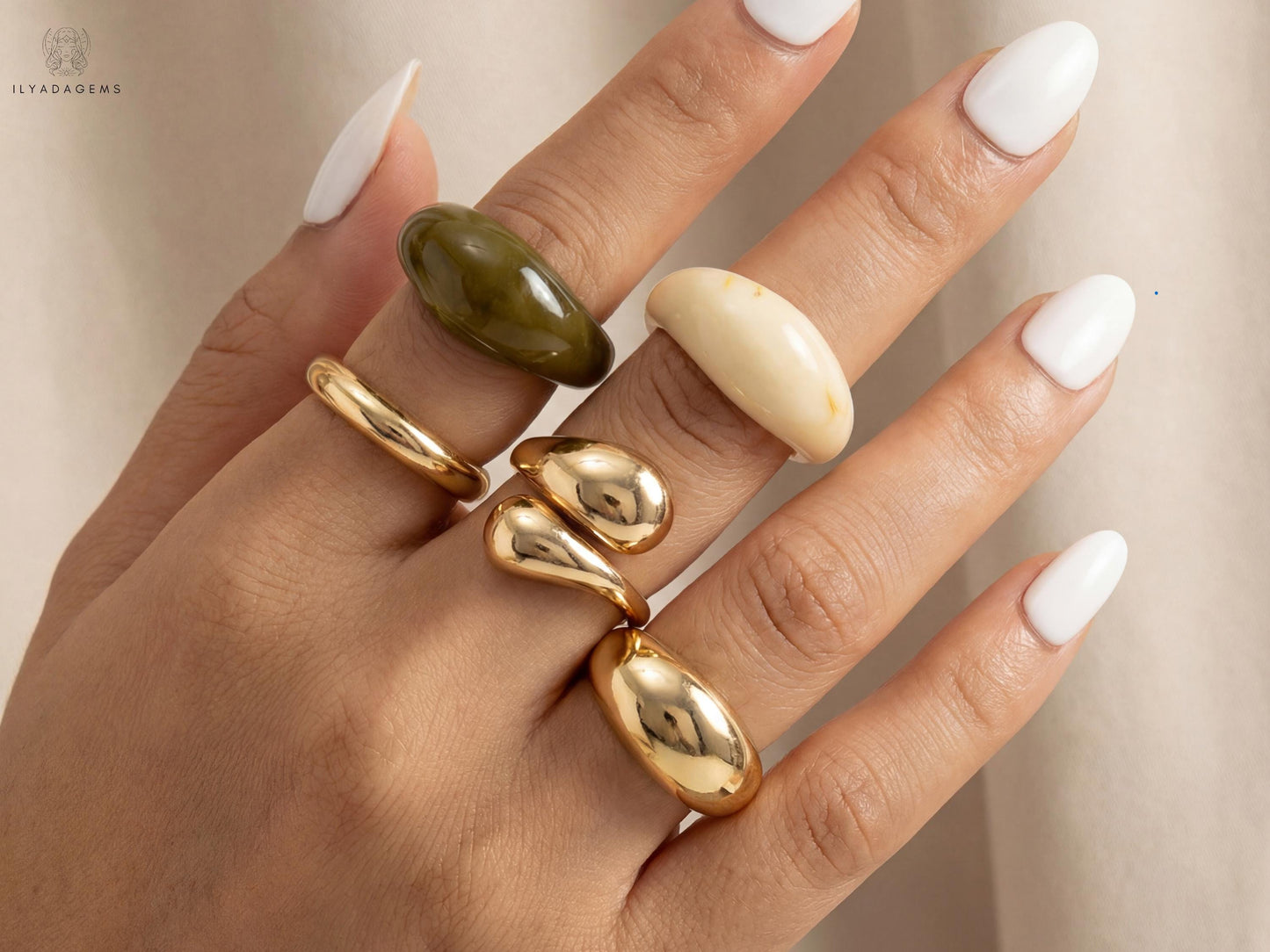 Multi Color Chunky Ring Set