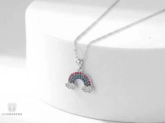 Rainbow Zircon Pendant Necklace