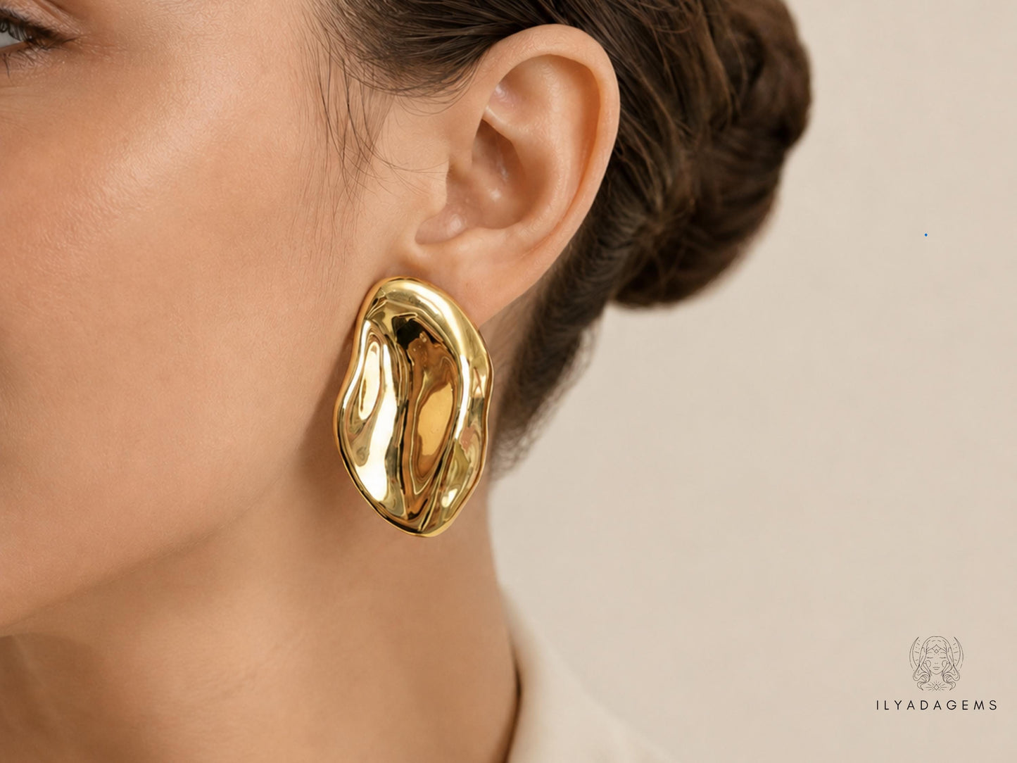 Gold Plated Brass Fan Earrings