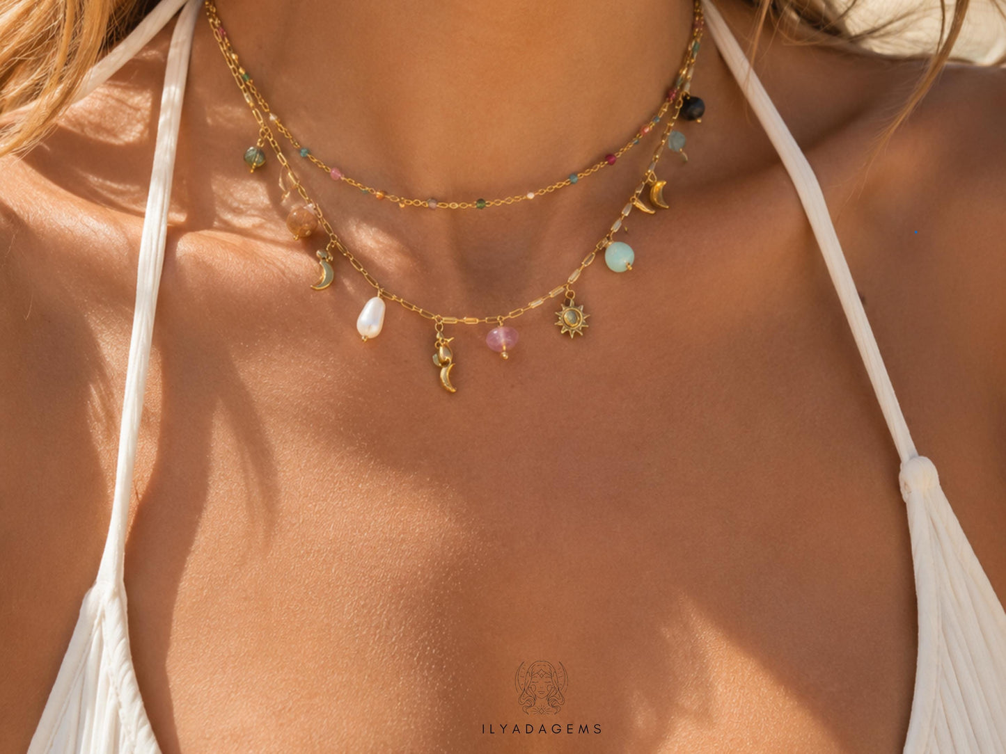 Gold Plated Layered Charm Necklace