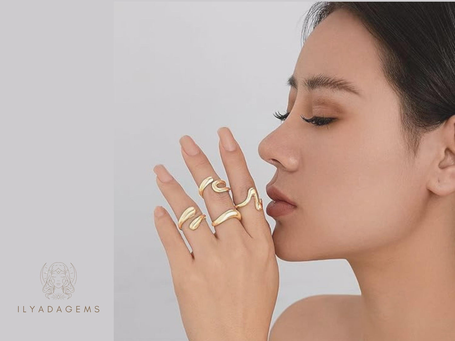Gold Color Chunky Ring Set