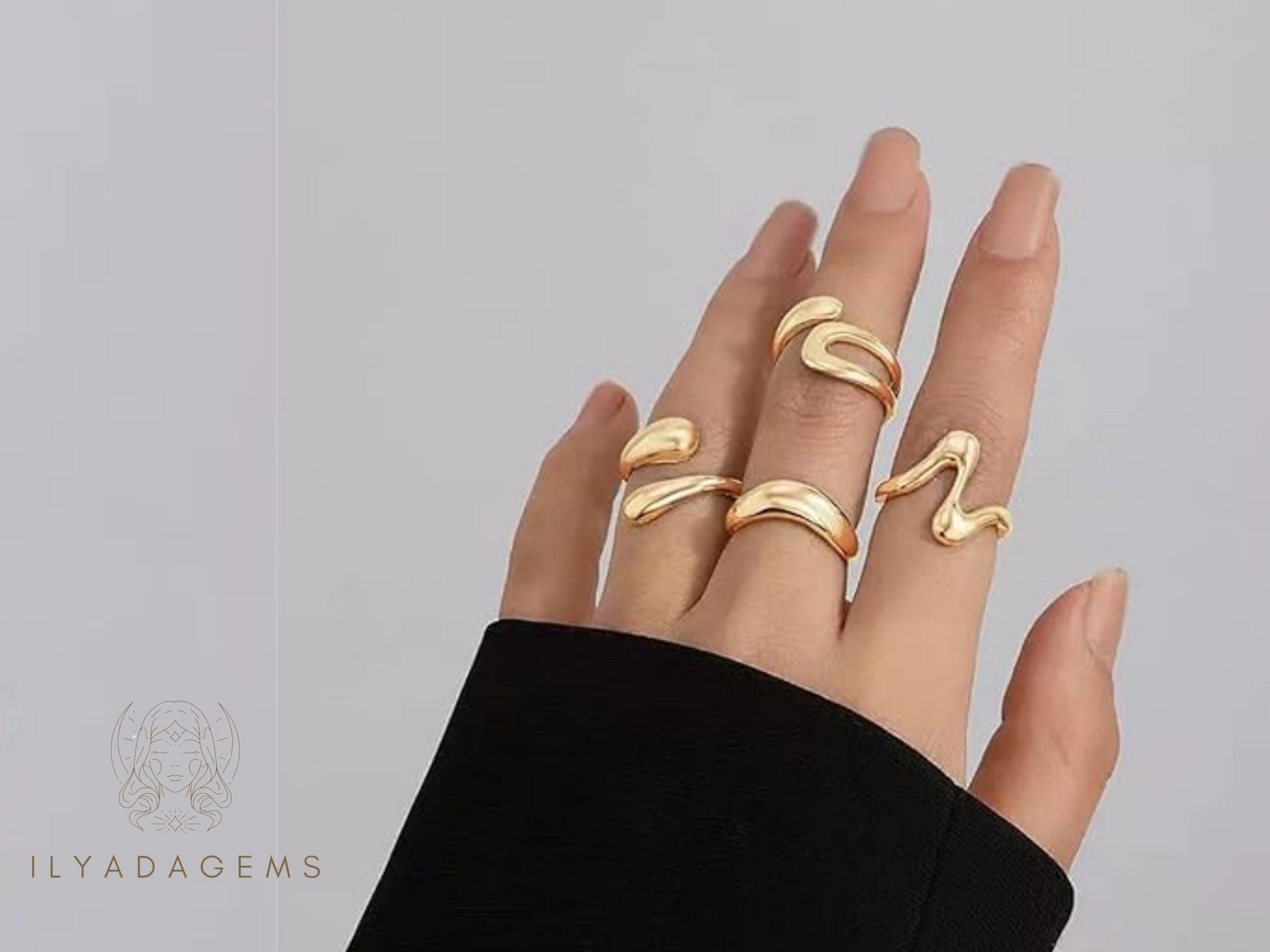 Gold Color Chunky Ring Set