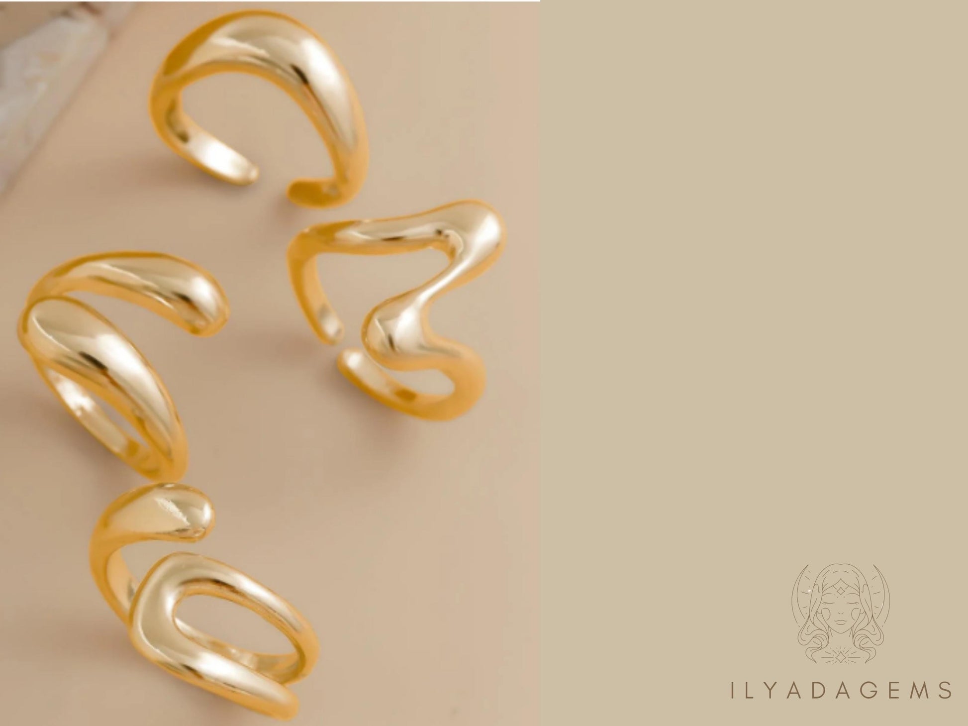 Gold Color Chunky Ring Set