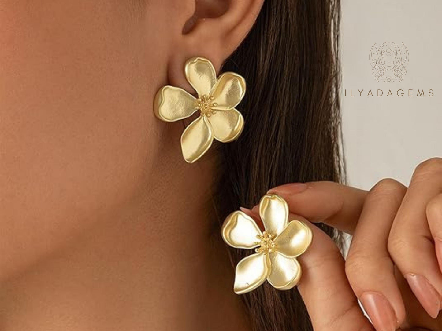 Gold Color Flower Earrings