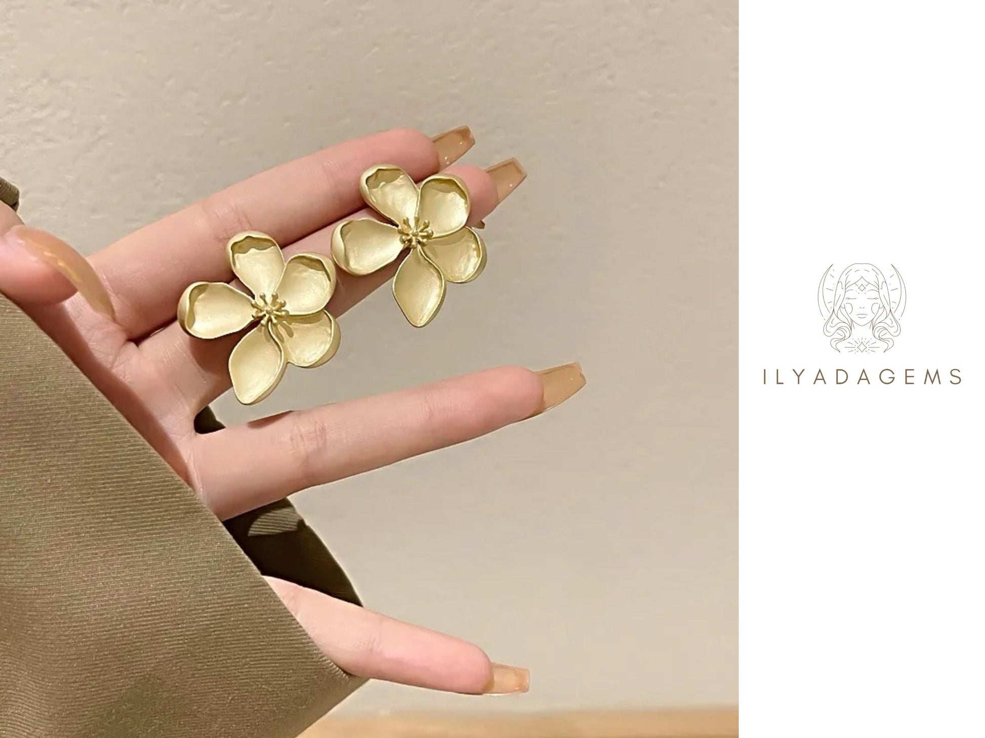 Gold Color Flower Earrings