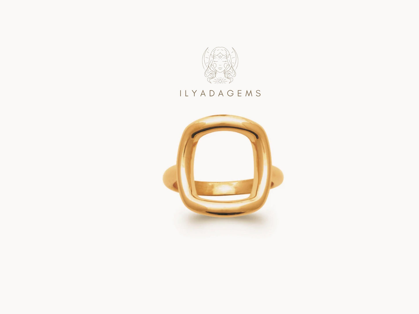 Solid Yellow Gold Open Rectangle Ring