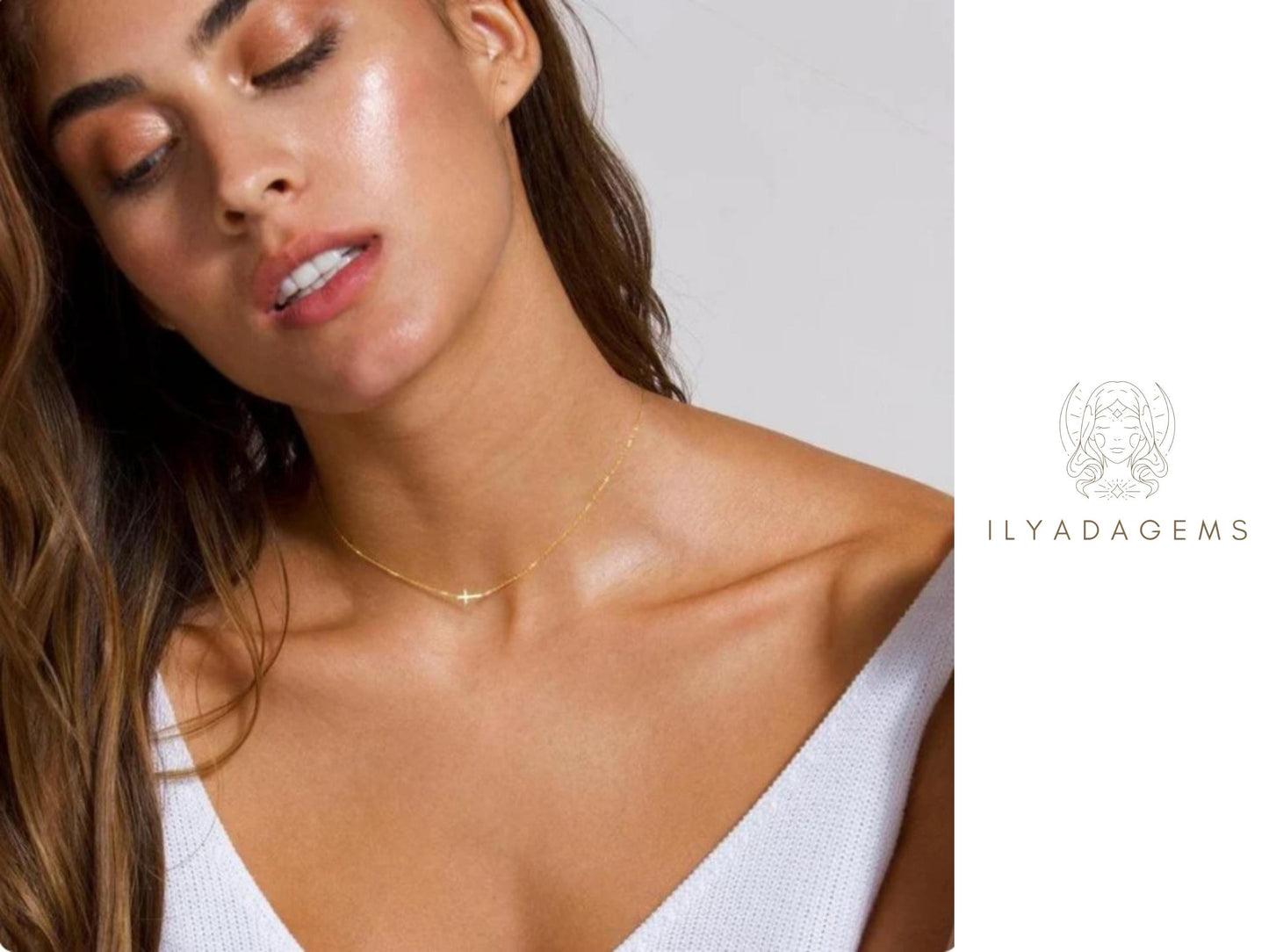 Dainty Sideways Cross Necklace
