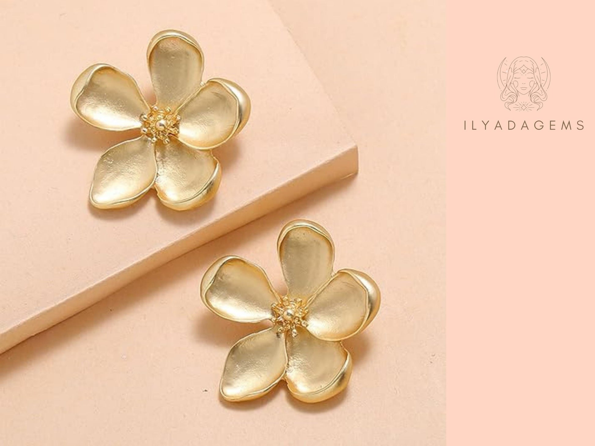 Gold Color Flower Earrings