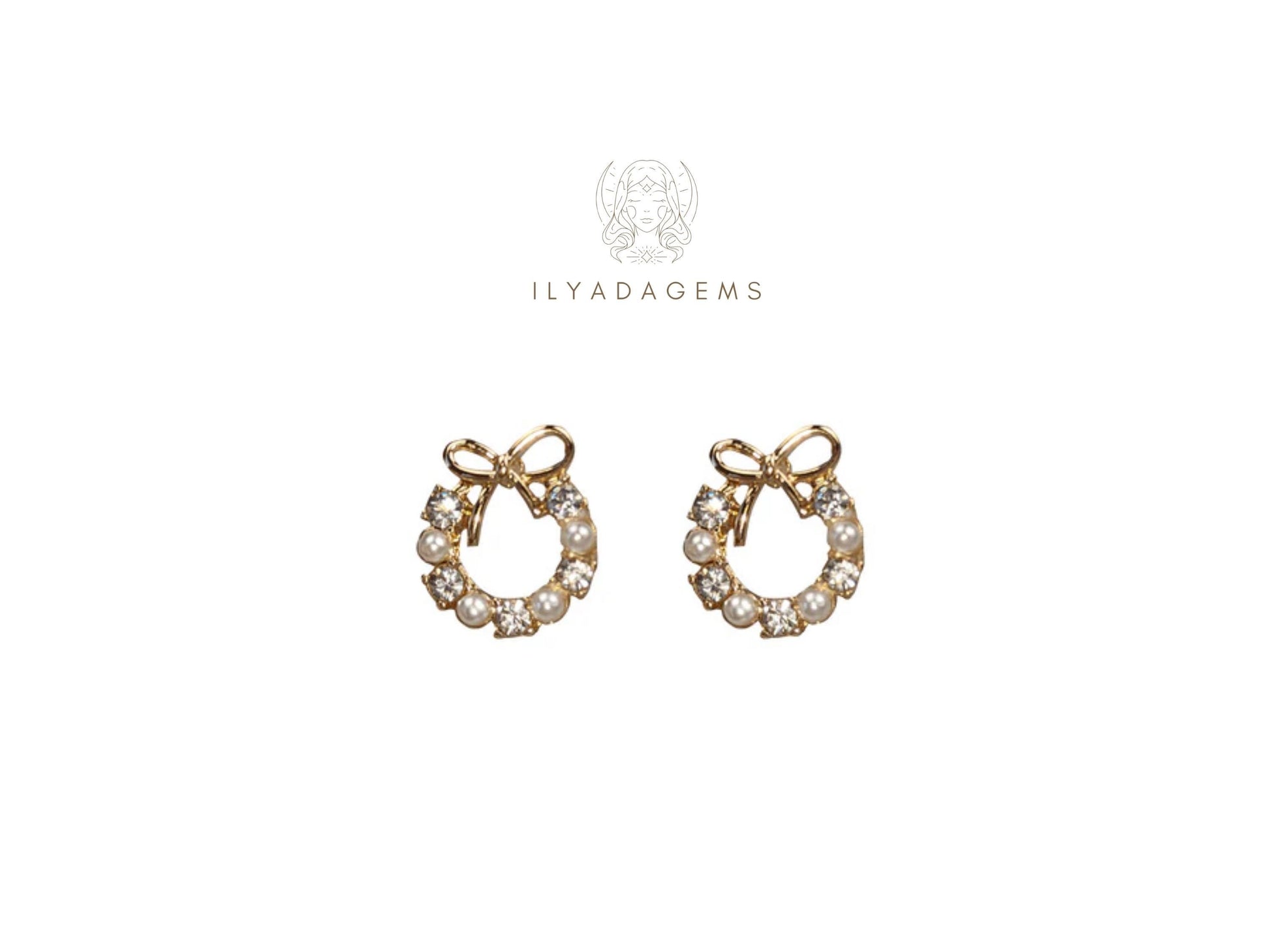 Gold Color Christmas Wreath Earrings