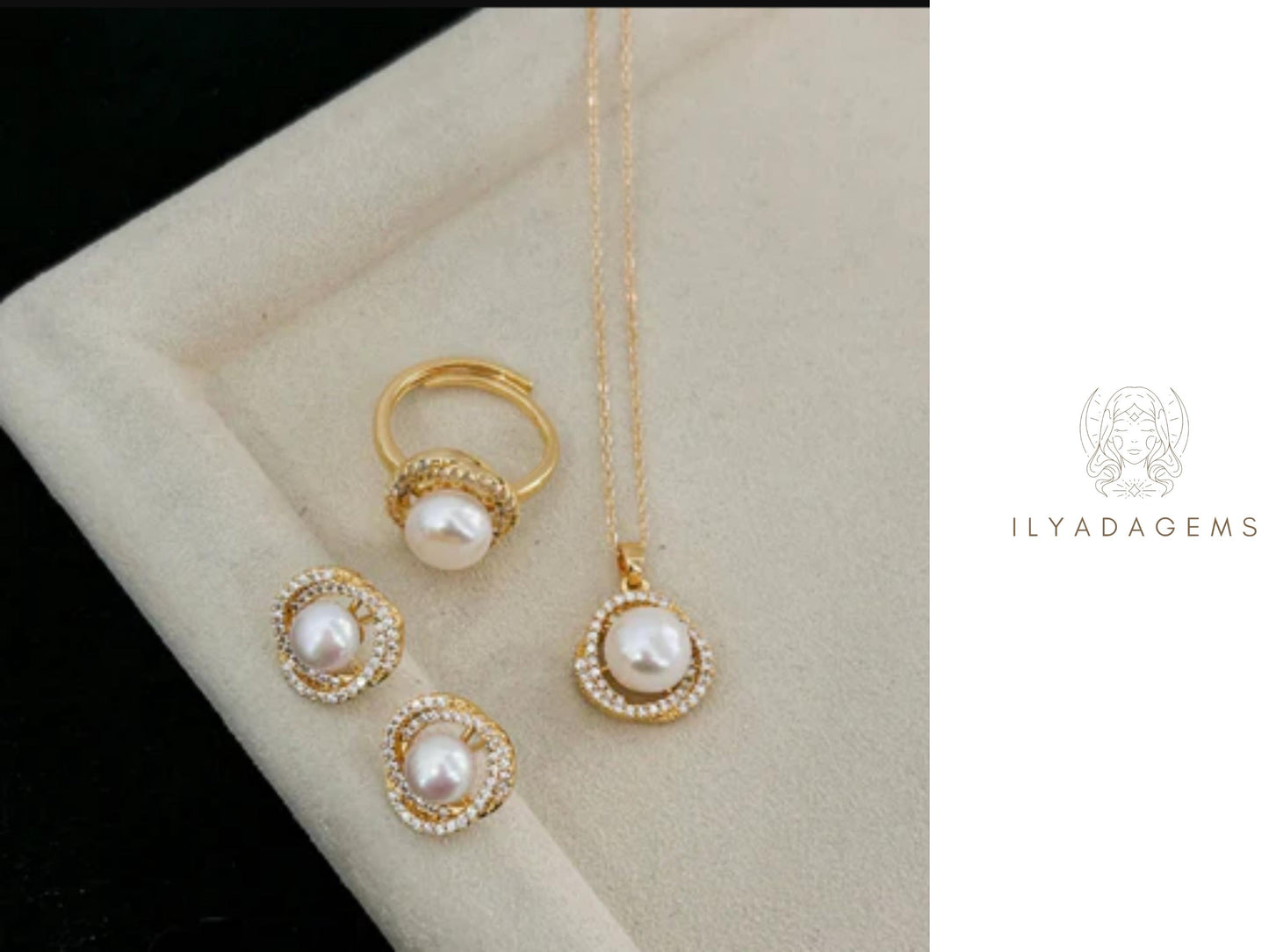 Gold Filled Pearl Jewelry Set