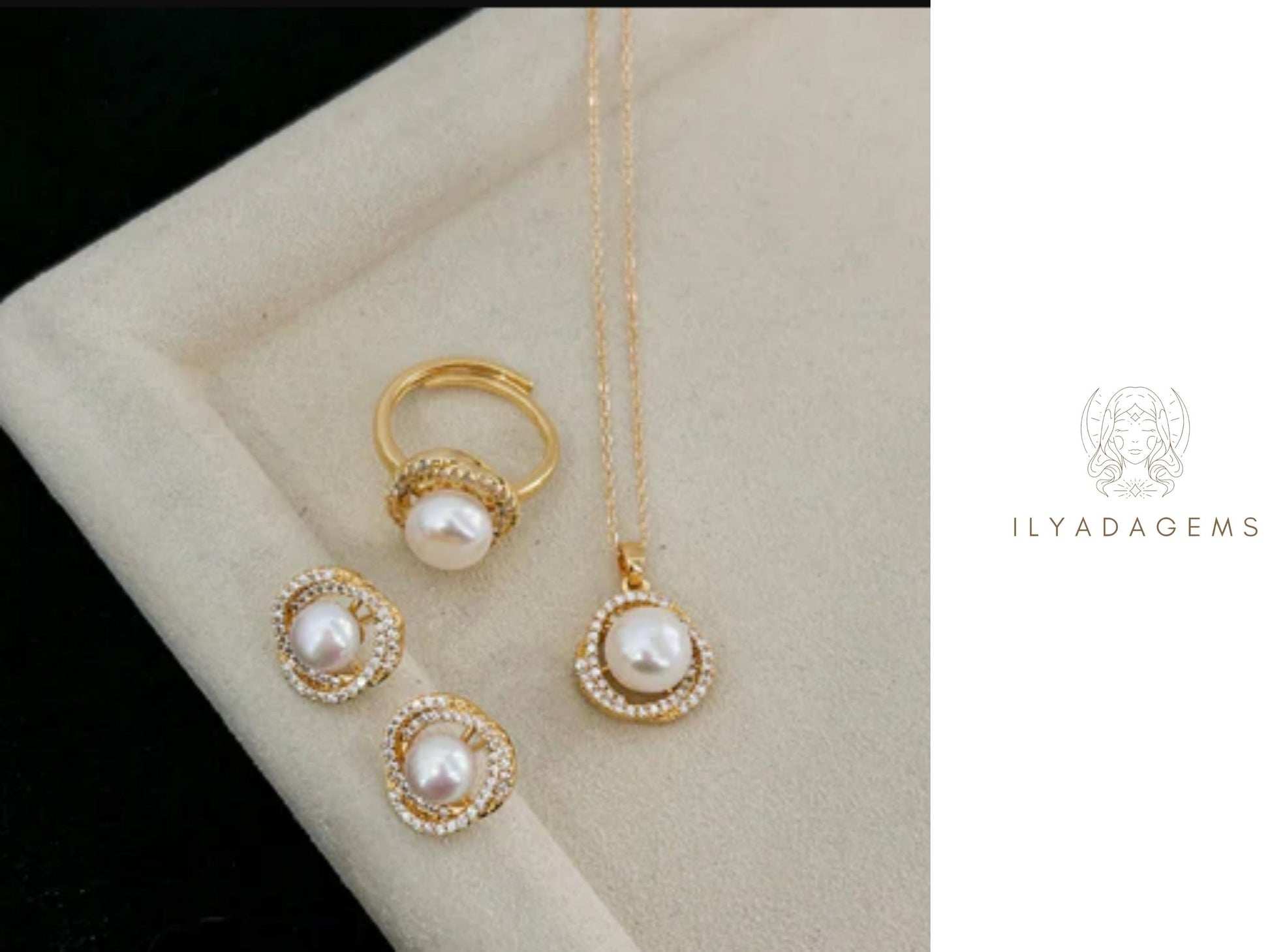 Gold Filled Pearl Jewelry Set