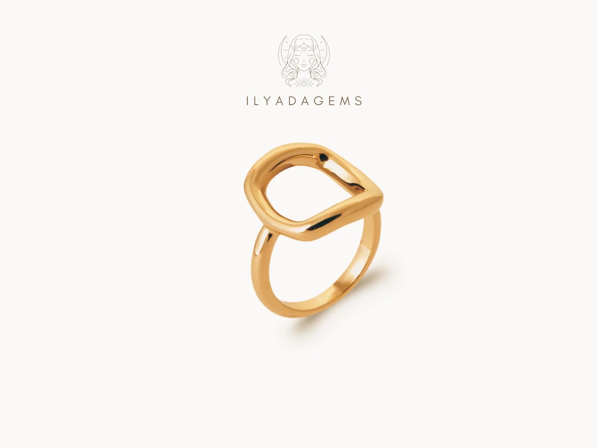 Solid Yellow Gold Open Rectangle Ring