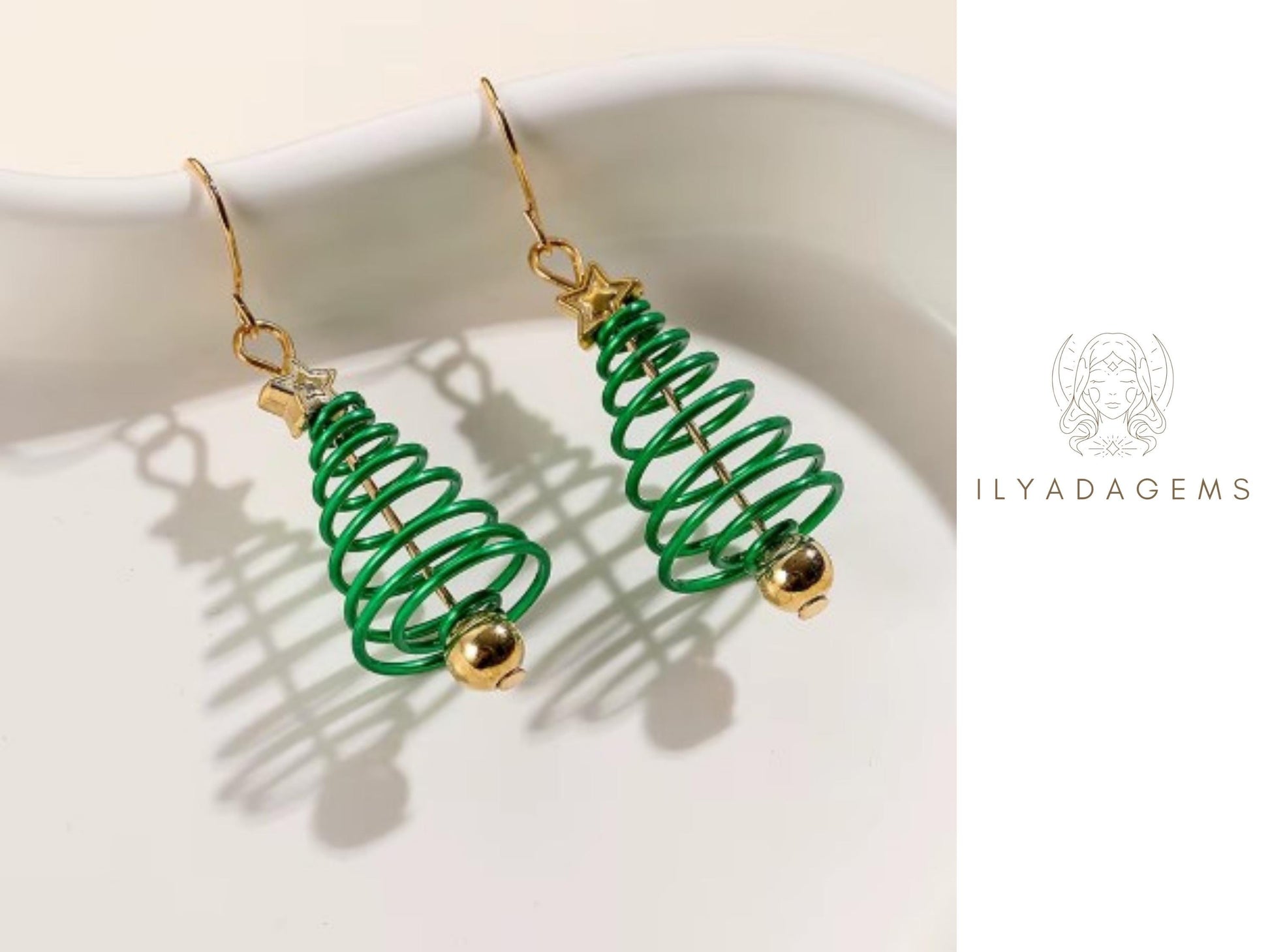 Spiral Christmas Tree Earrings