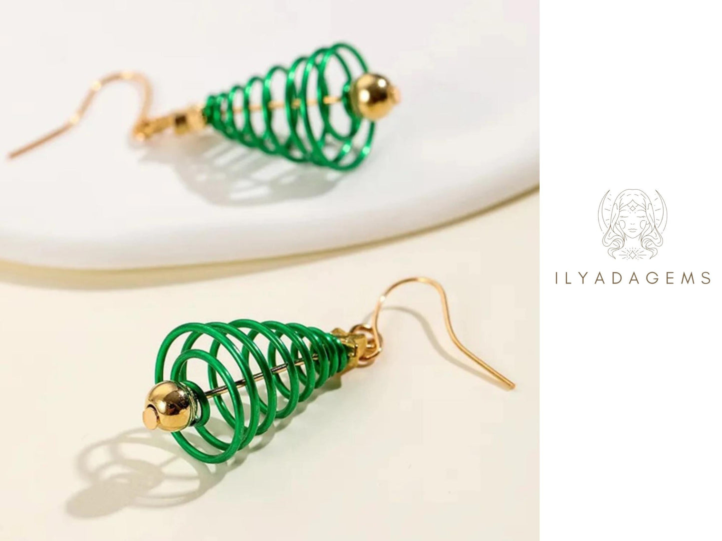 Spiral Christmas Tree Earrings
