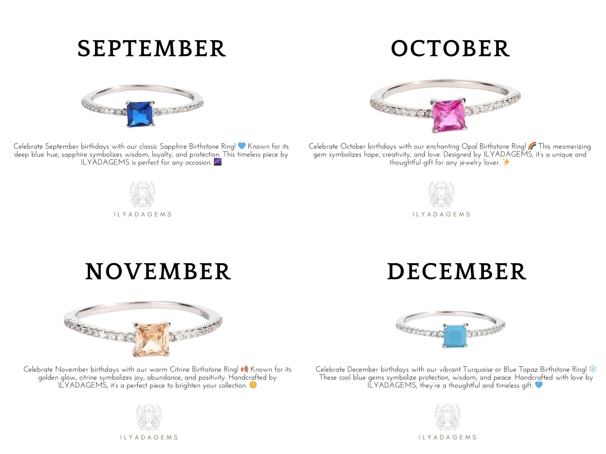 Sterling Silver Baguette Birthstone Ring