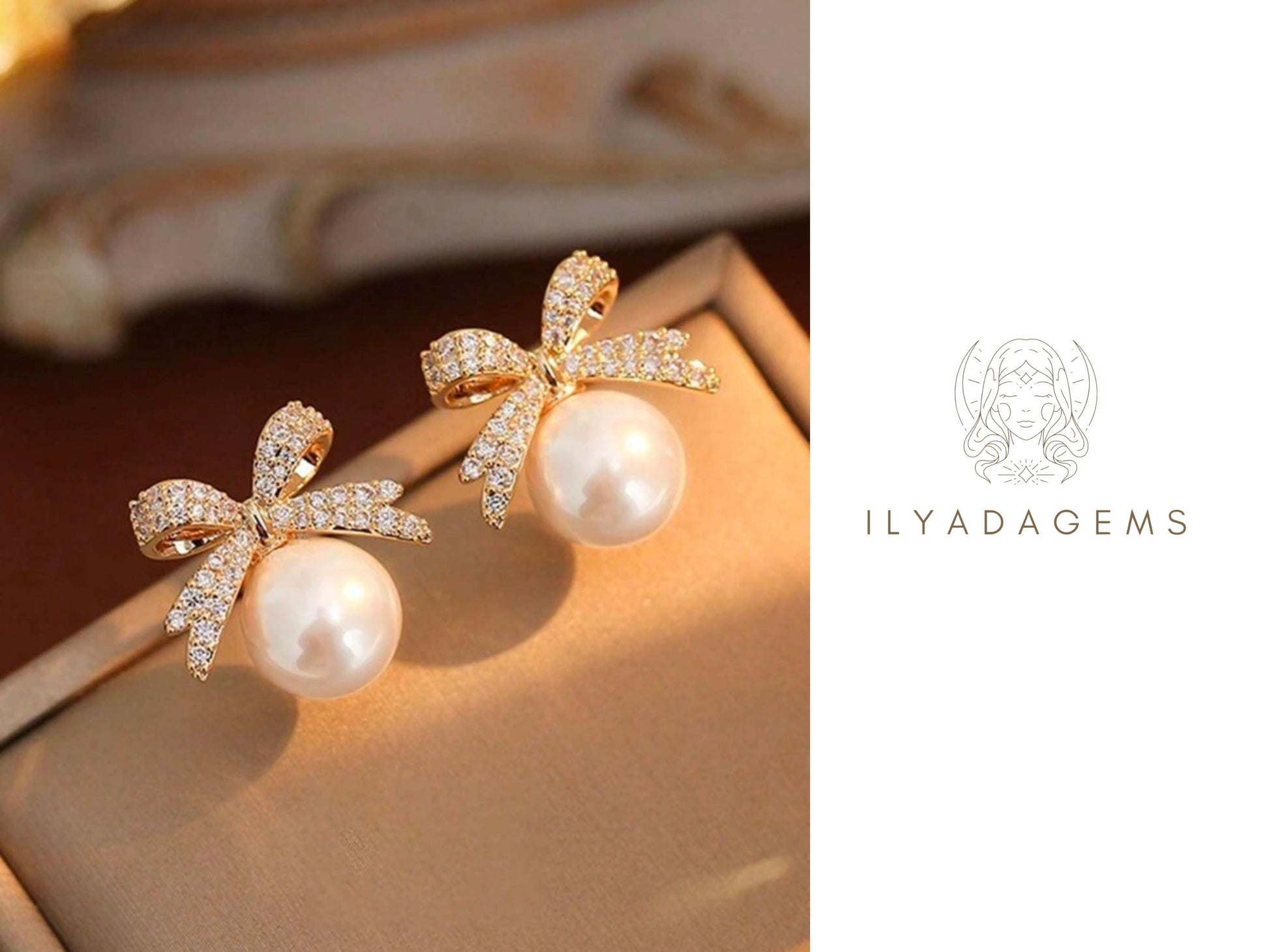 Pearl Bow Earrings