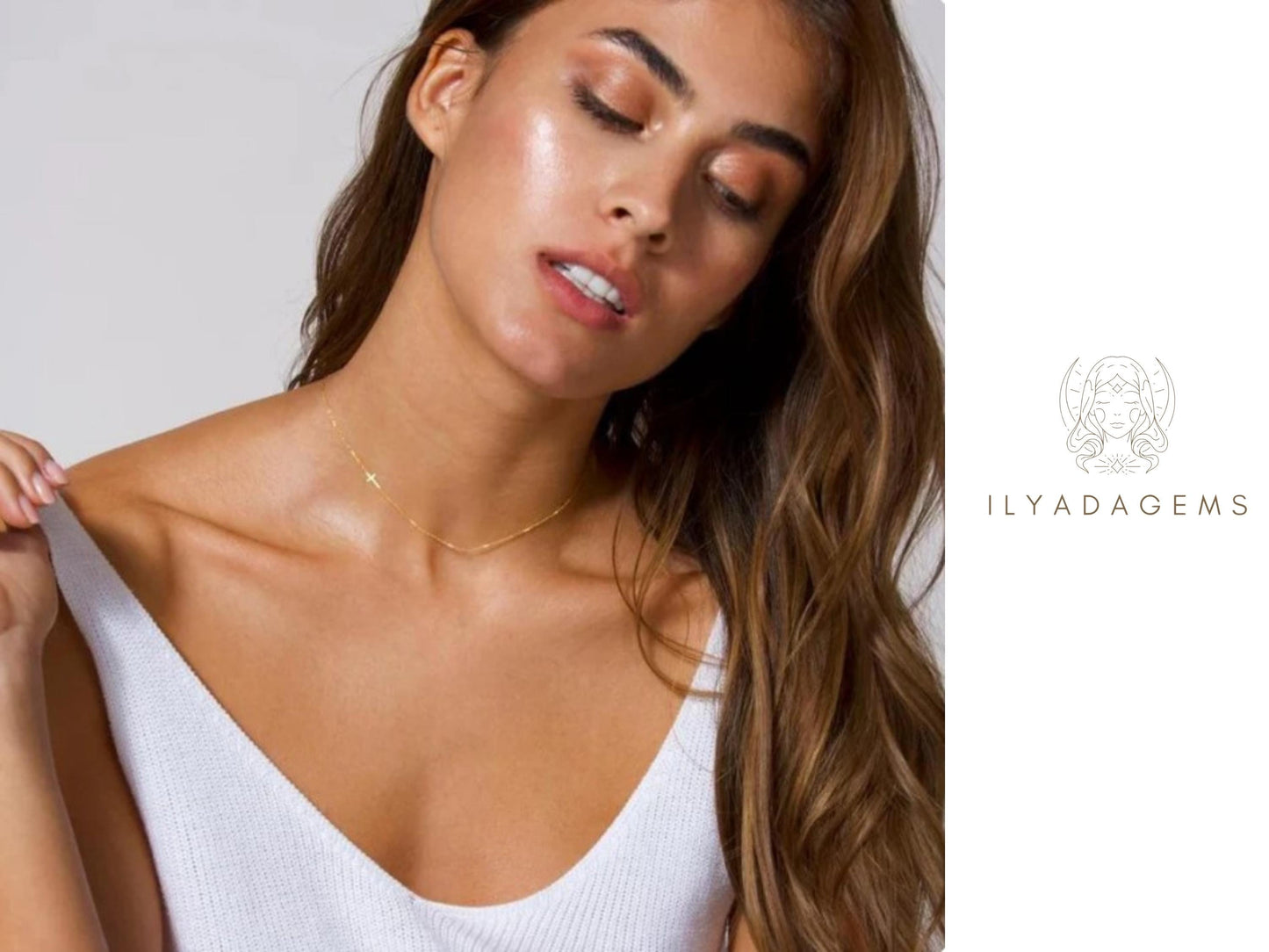 Dainty Sideways Cross Necklace