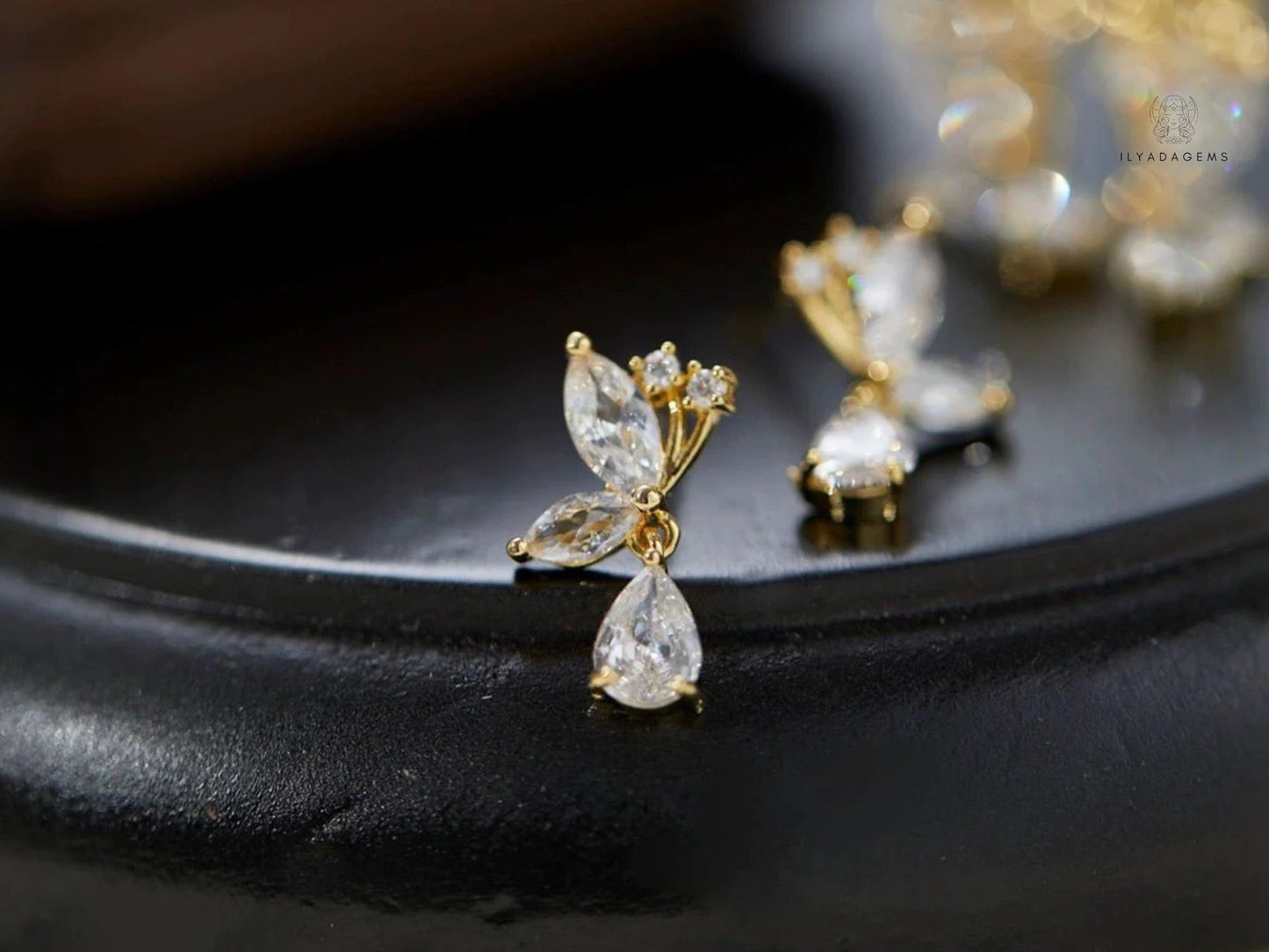Crystal Butterfly Huggie Earrings