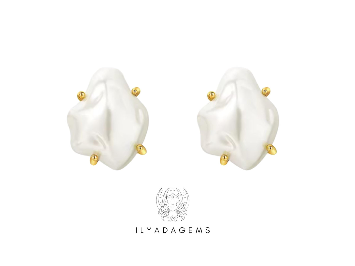 Baroque Pearl Sterling Silver Stud Earrings