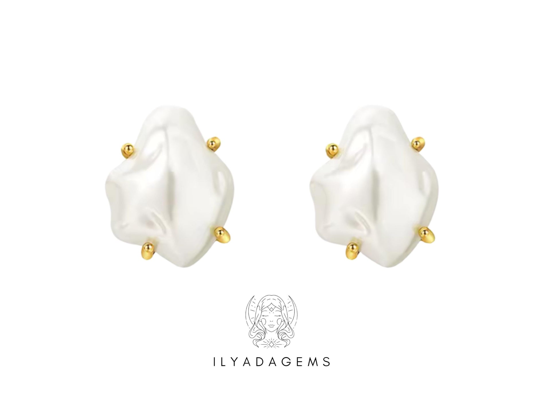Baroque Pearl Sterling Silver Stud Earrings