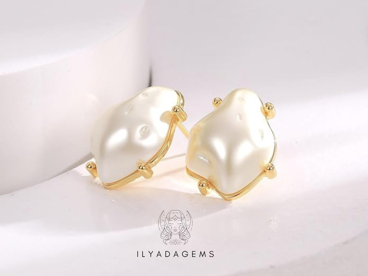 Baroque Pearl Sterling Silver Stud Earrings