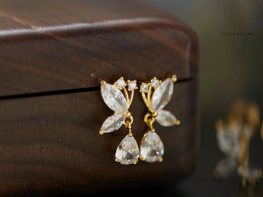 Crystal Butterfly Huggie Earrings