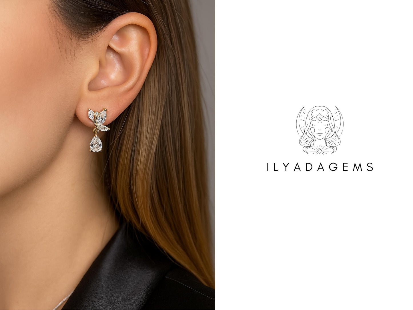 Crystal Butterfly Huggie Earrings