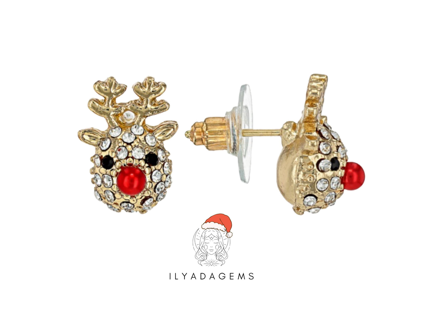 Red Nose Reindeer Glitter Earrings