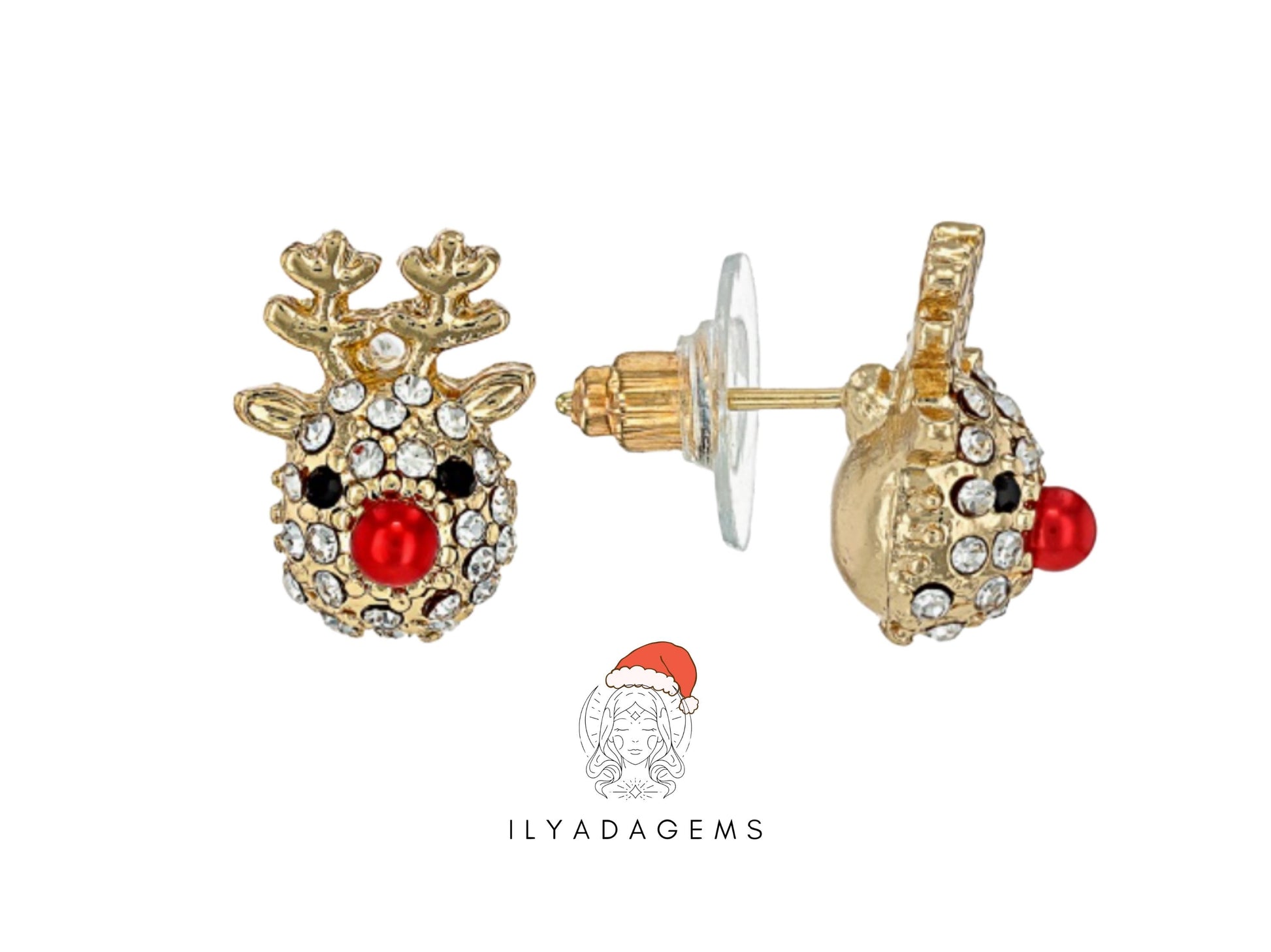 Red Nose Reindeer Glitter Earrings