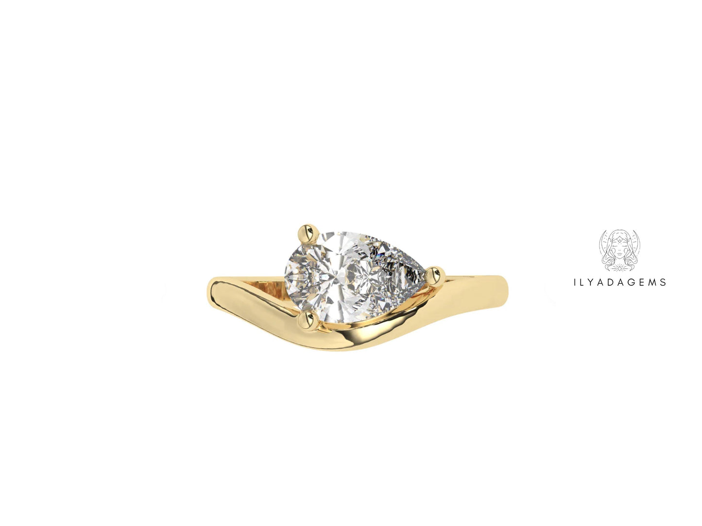 Pear Cut Moissanite Solitaire Ring