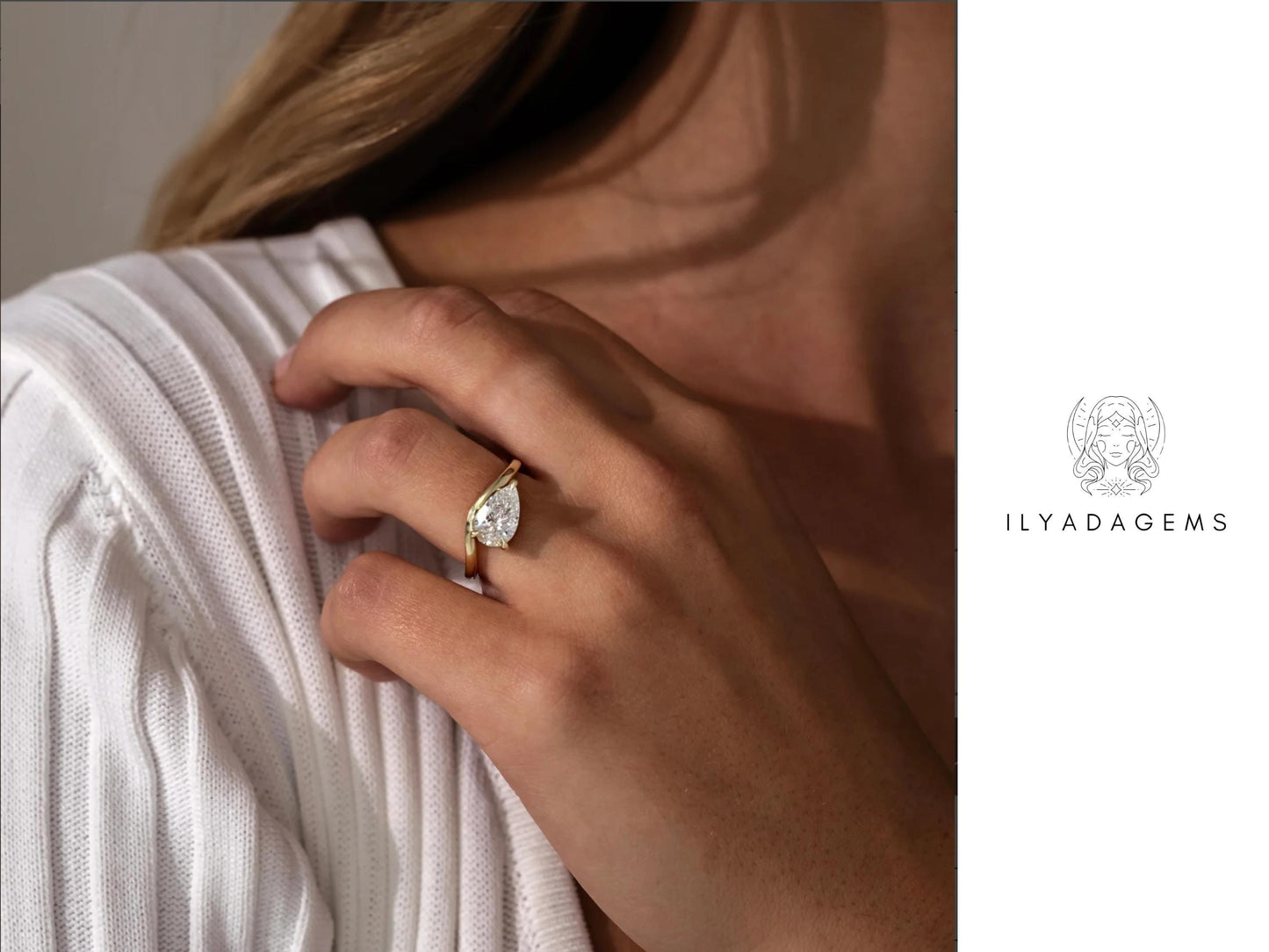 Pear Cut Moissanite Solitaire Ring