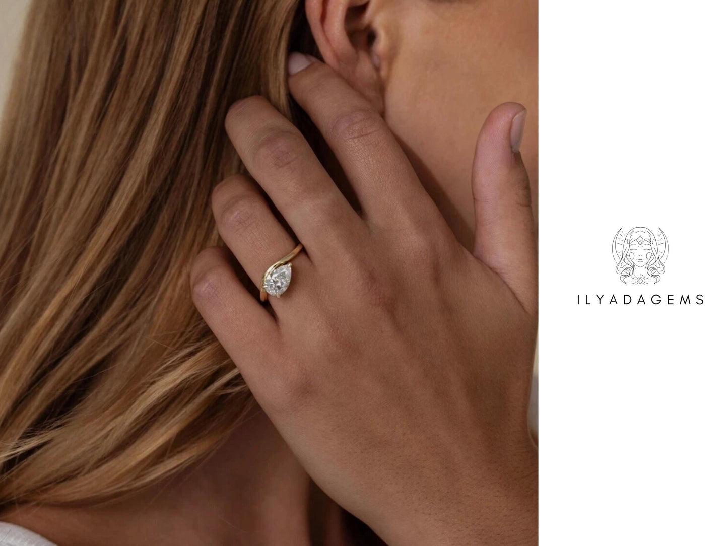 Pear Cut Moissanite Solitaire Ring