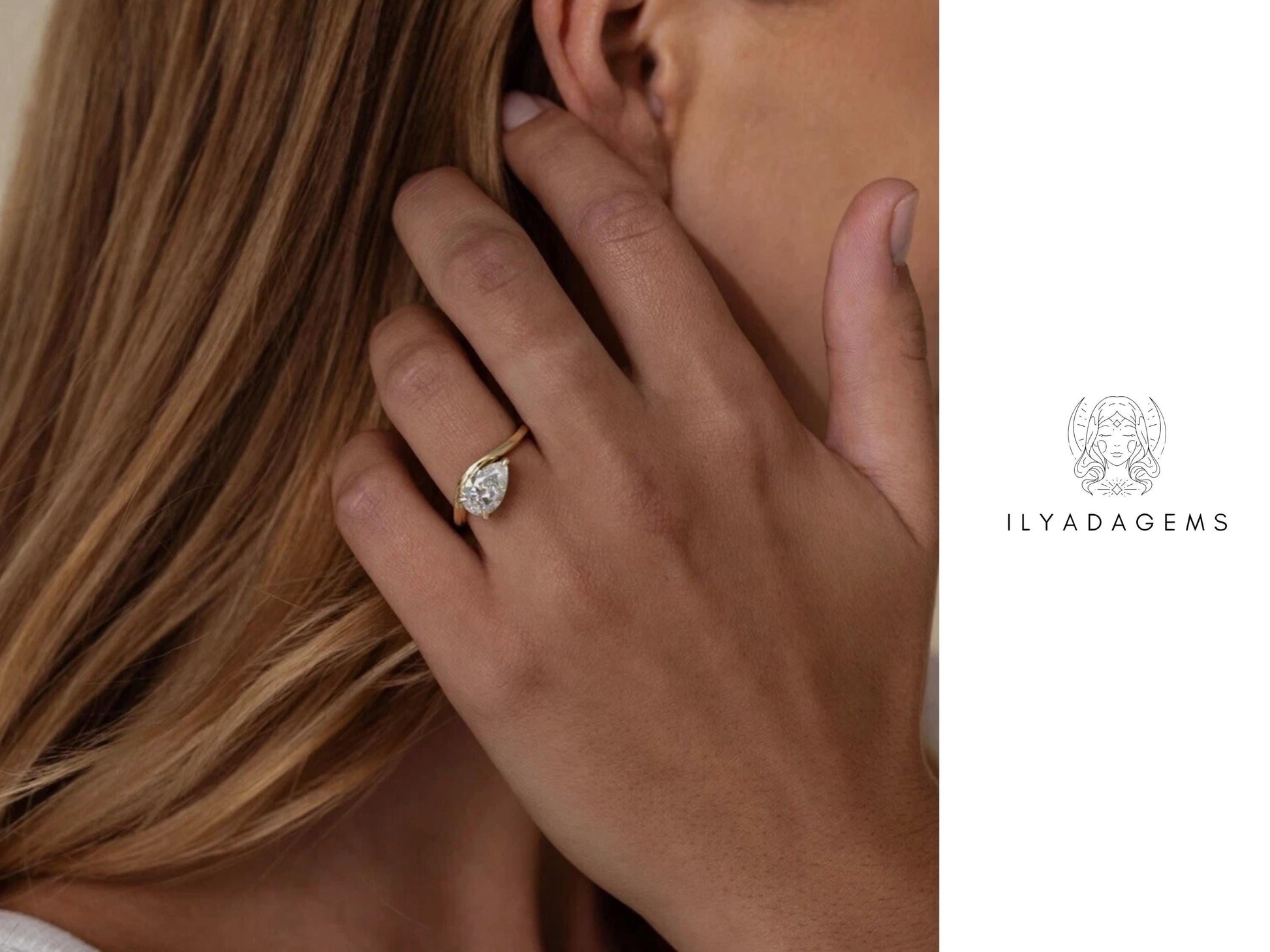 Pear Cut Moissanite Solitaire Ring