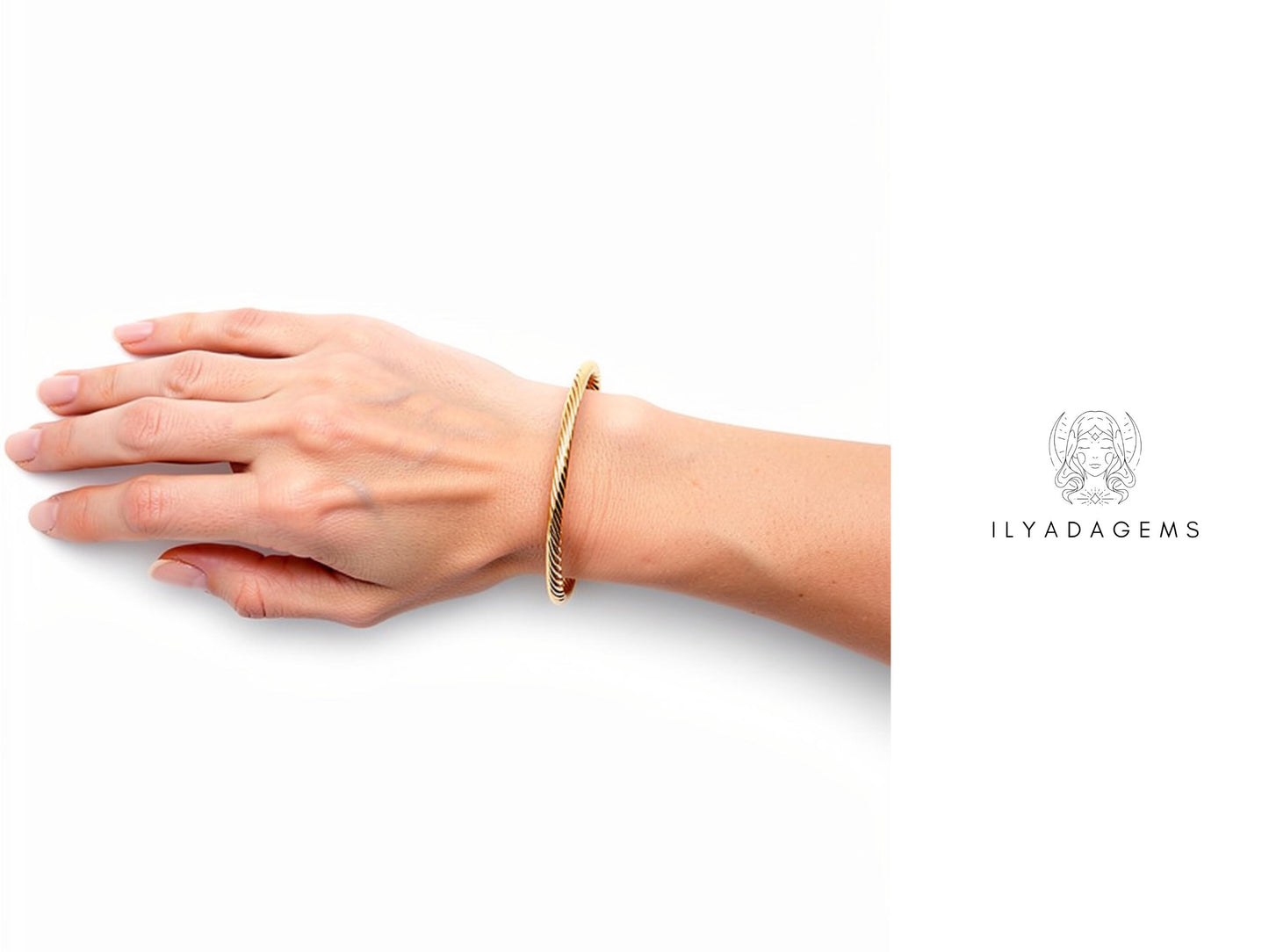 Yellow Gold Twisted Cable Cuff Bracelet