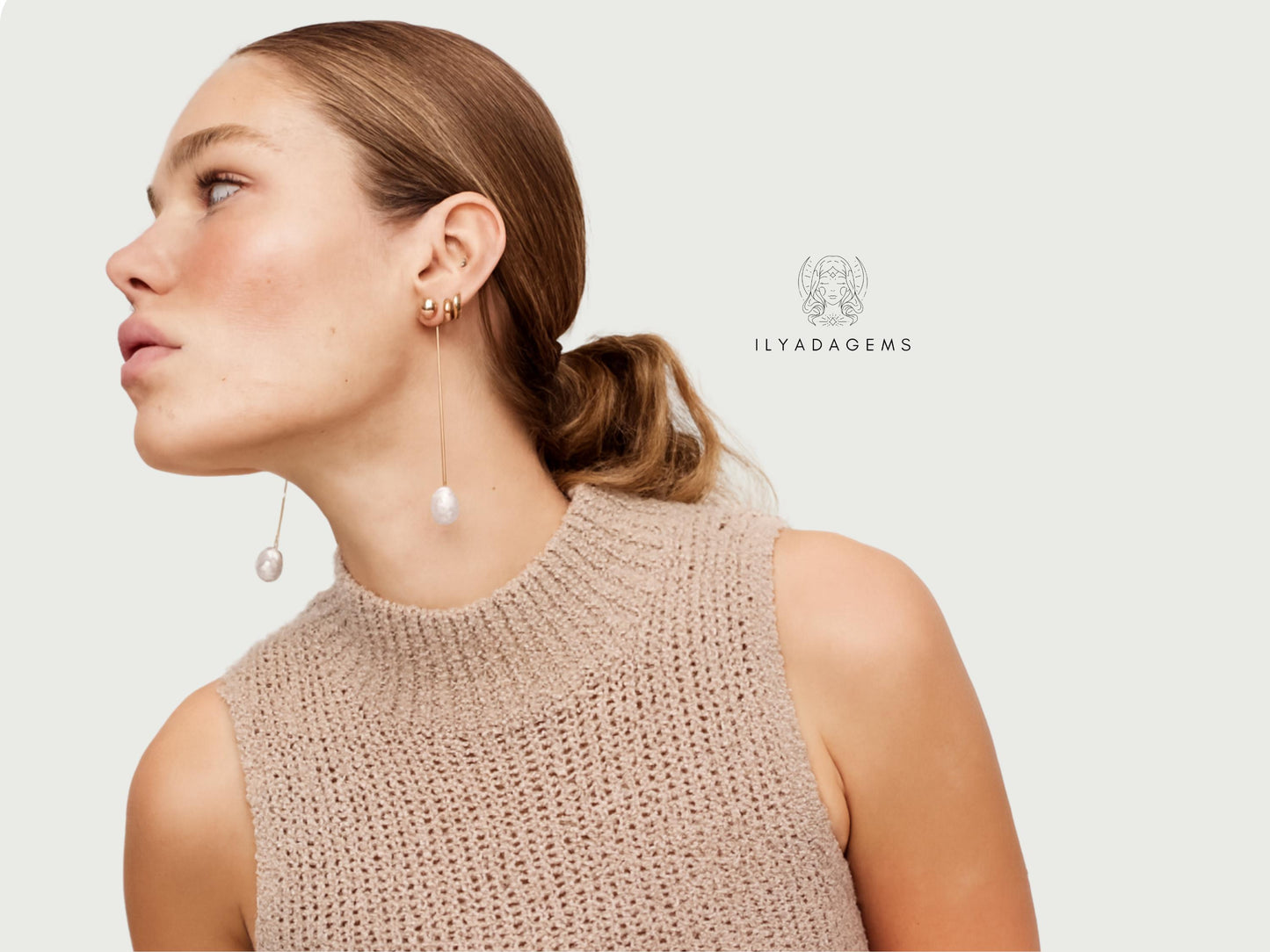 Minimalist Pearl Long Earrings