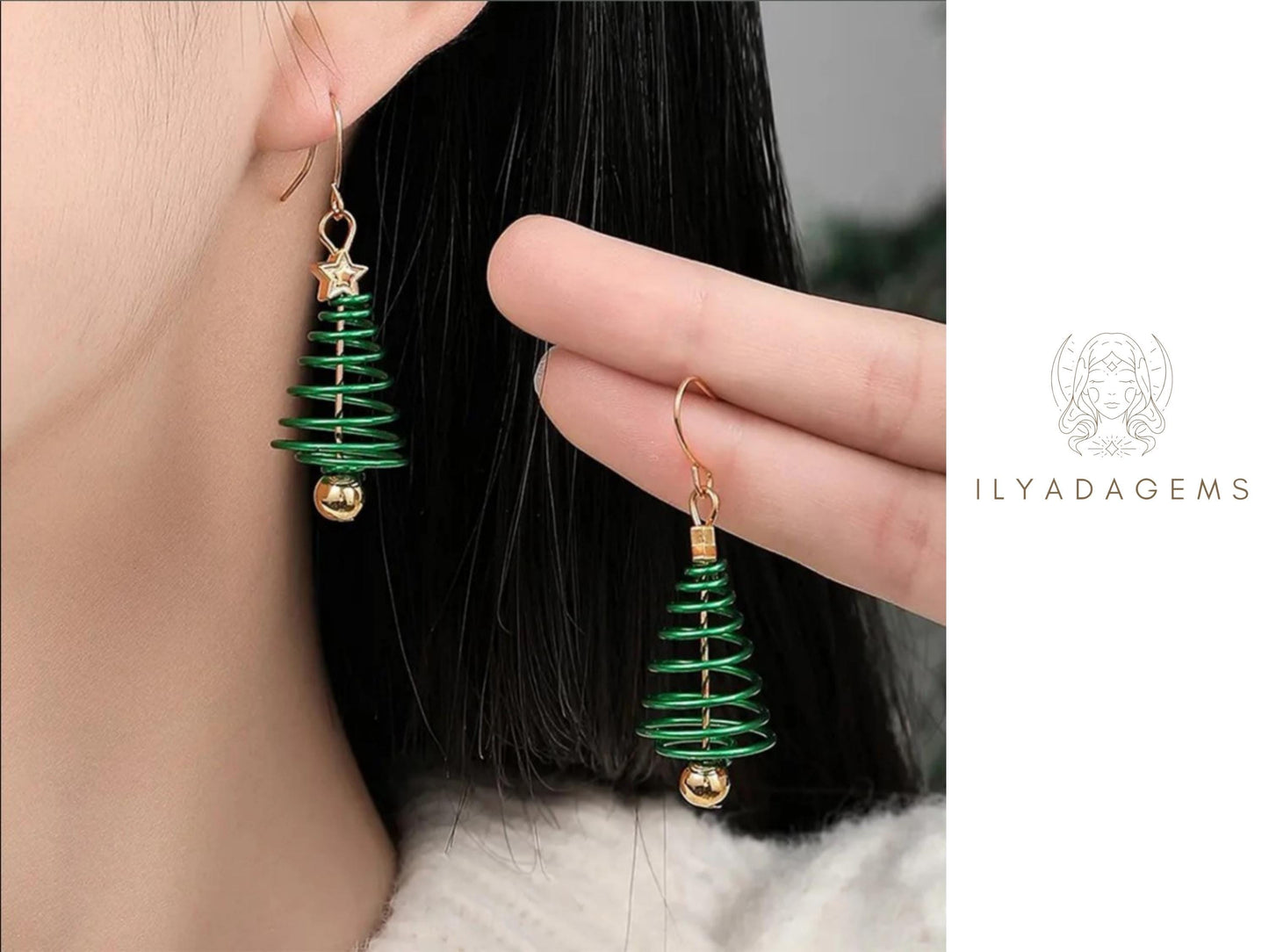 Spiral Christmas Tree Earrings
