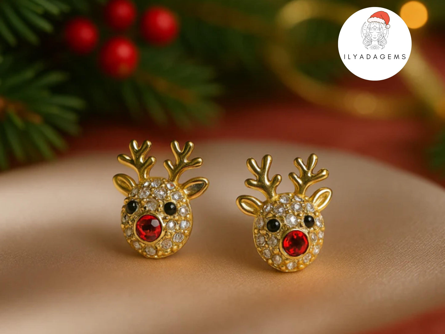 Red Nose Reindeer Glitter Earrings