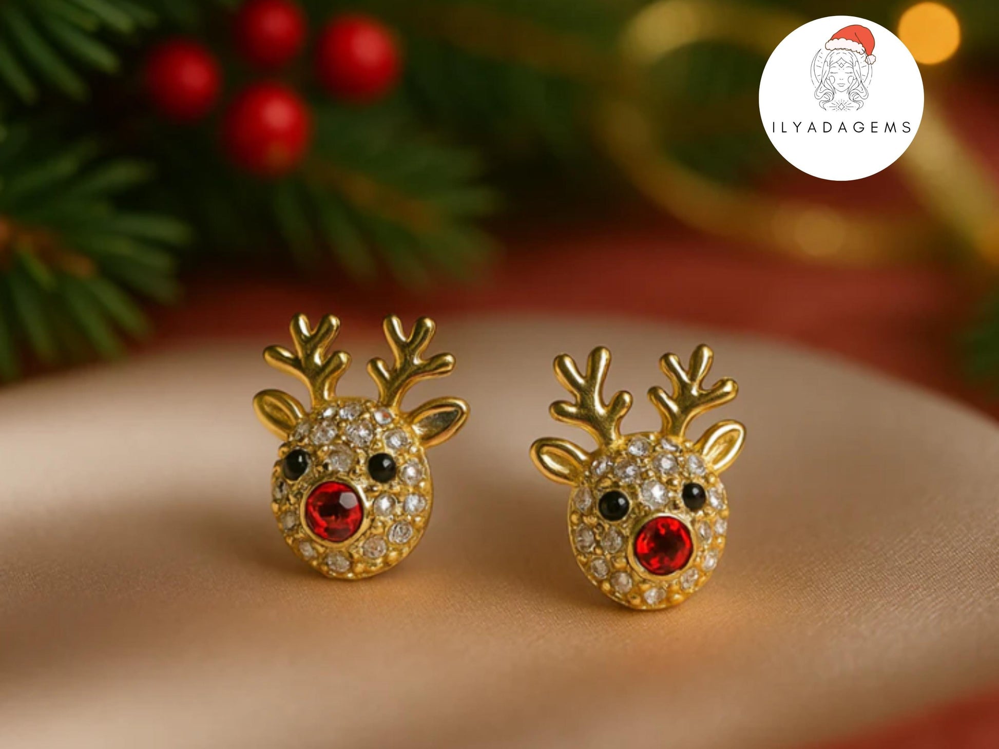 Red Nose Reindeer Glitter Earrings