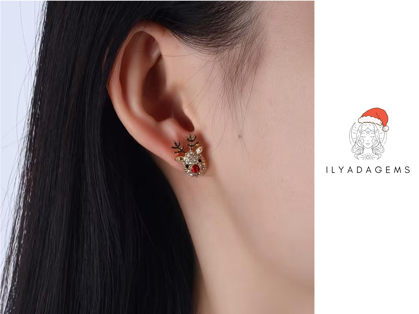 Red Nose Reindeer Glitter Earrings