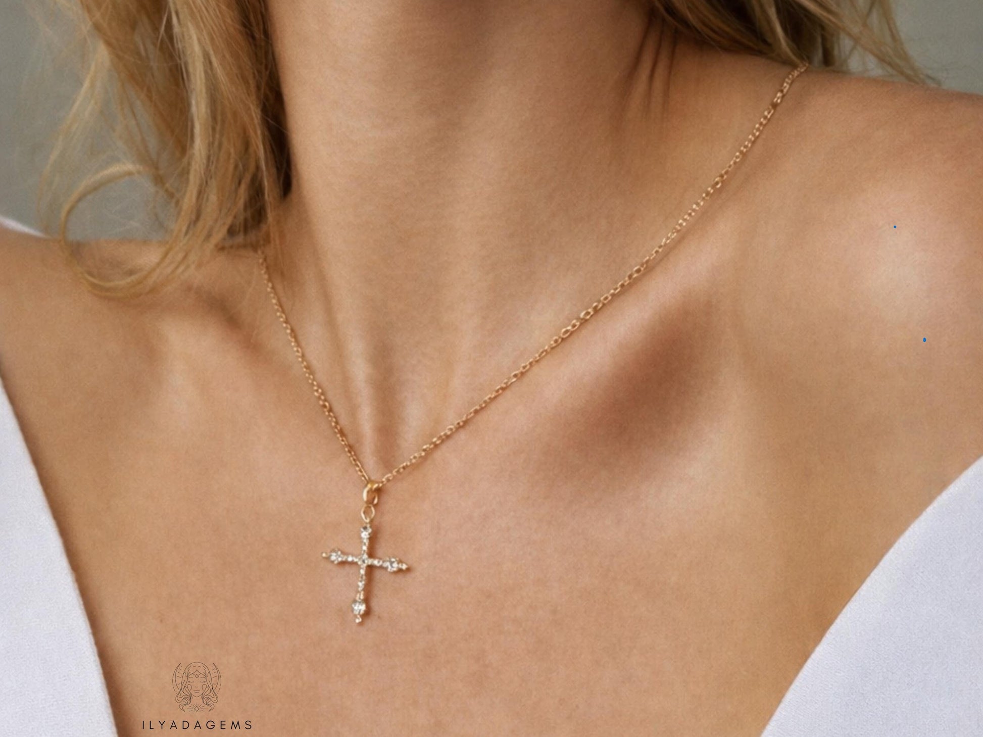 Christian Minimalist Diamond Cross Necklace