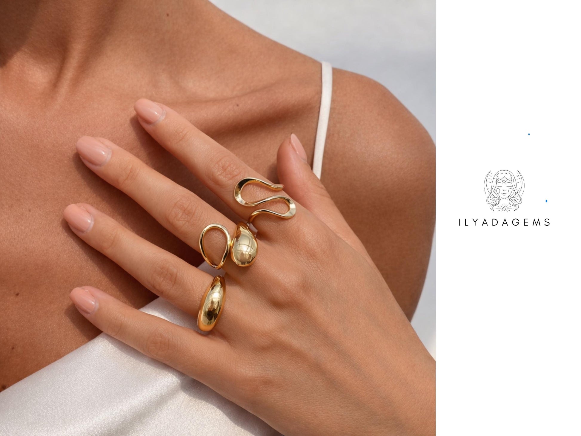 Gold Color Chunky Ring Set 2