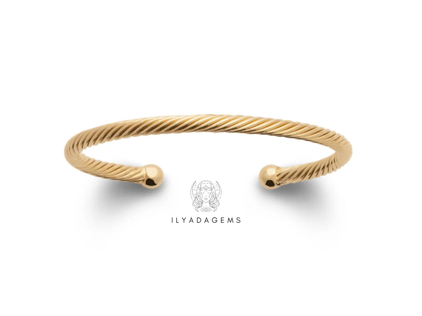 Yellow Gold Twisted Cable Cuff Bracelet