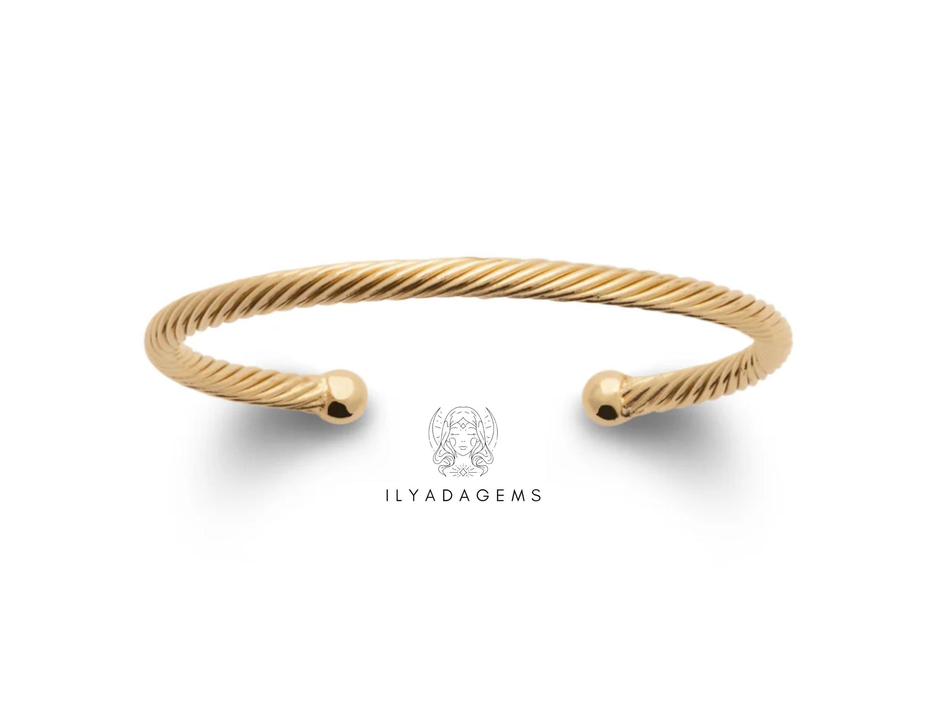 Yellow Gold Twisted Cable Cuff Bracelet
