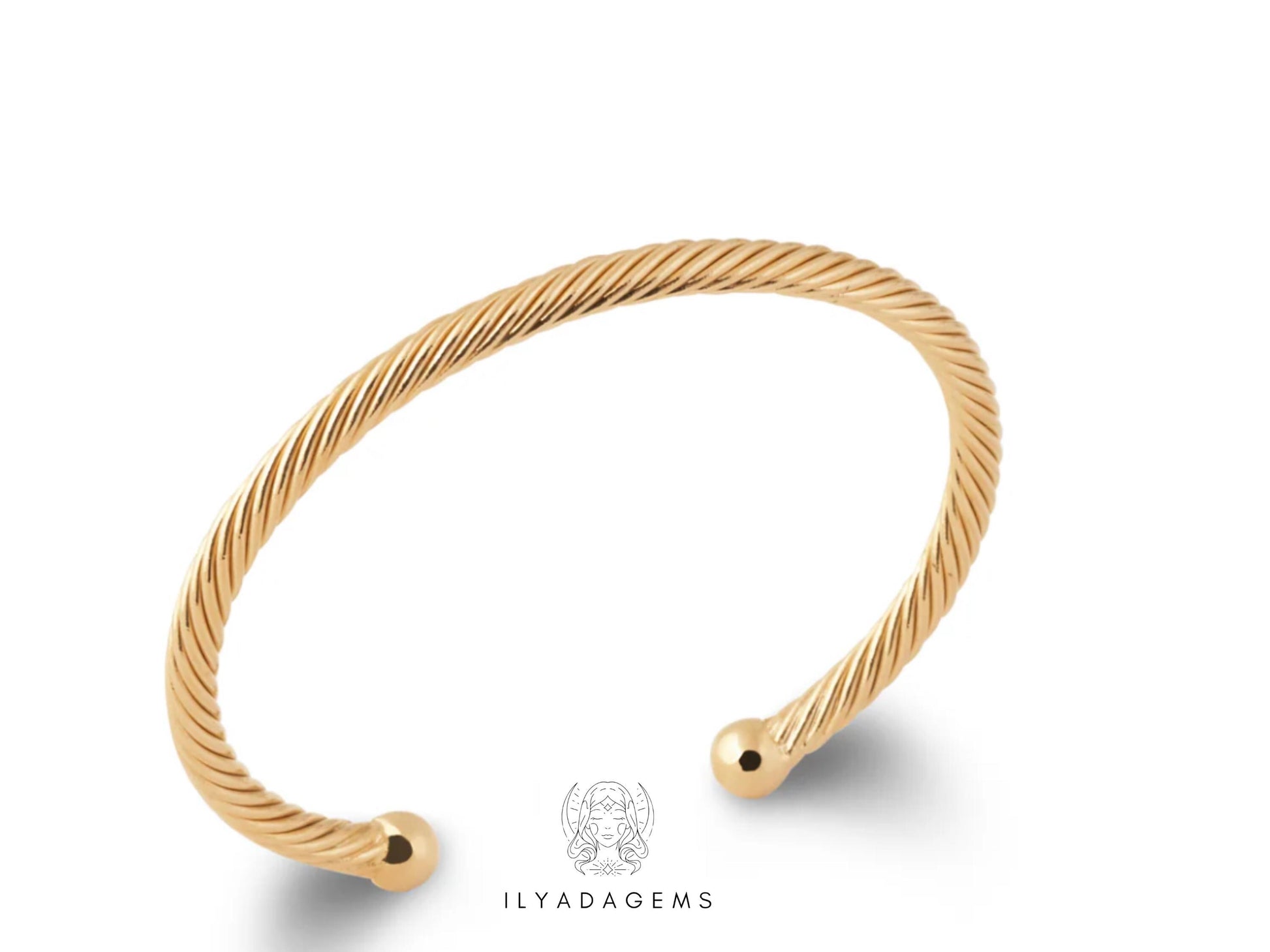 Yellow Gold Twisted Cable Cuff Bracelet