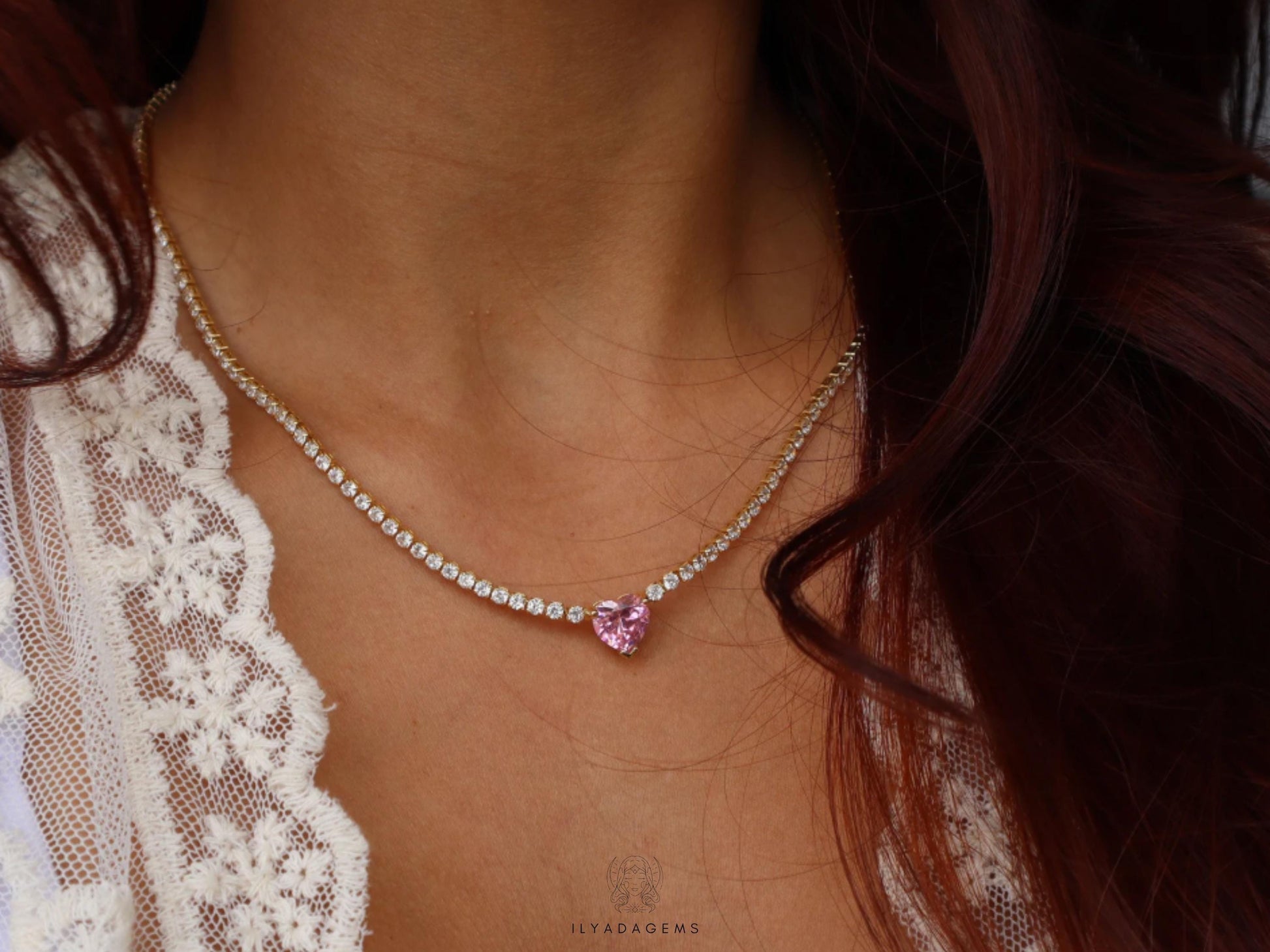 Pink Heart Diamond Necklace