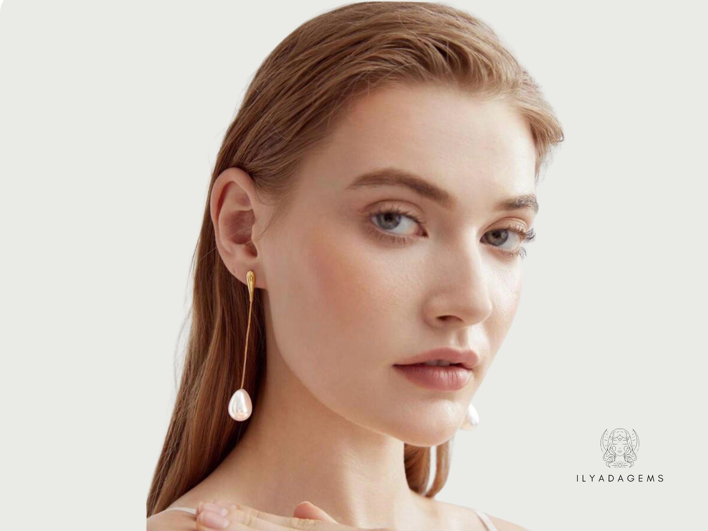 Minimalist Pearl Long Earrings