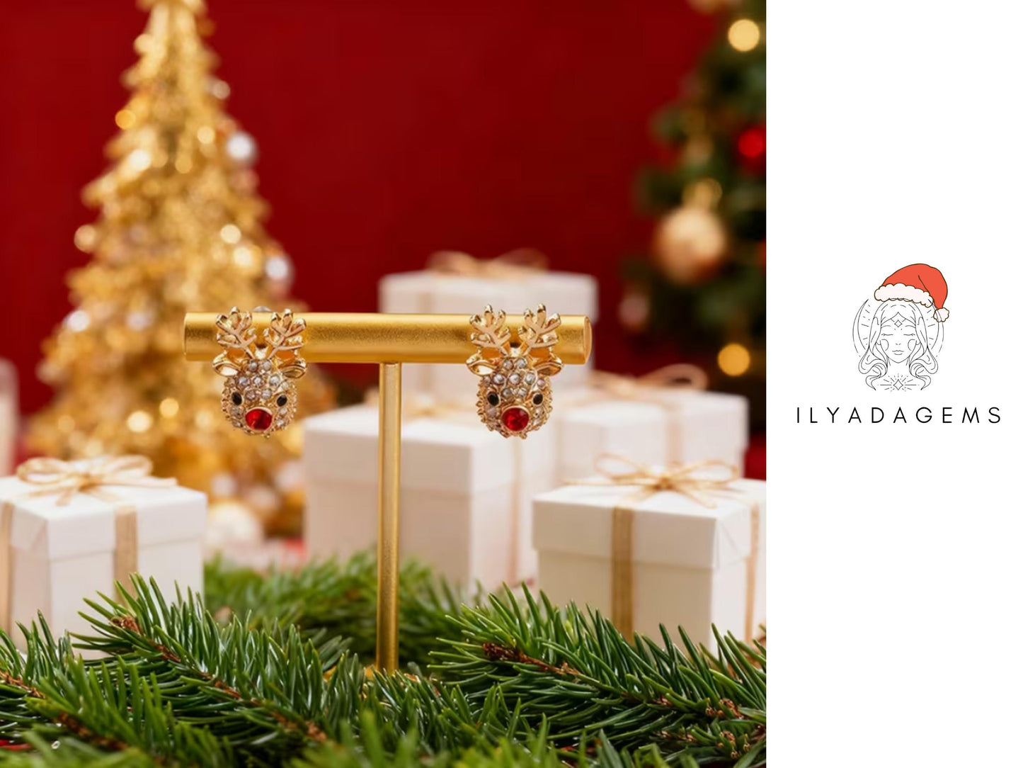 Red Nose Reindeer Glitter Earrings