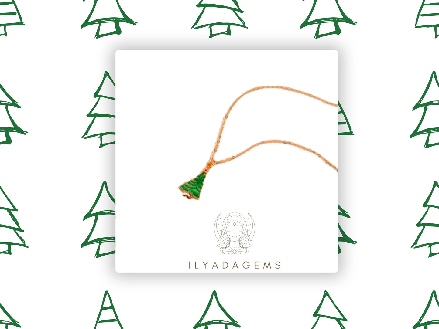 Gold Color Christmas Tree Necklace
